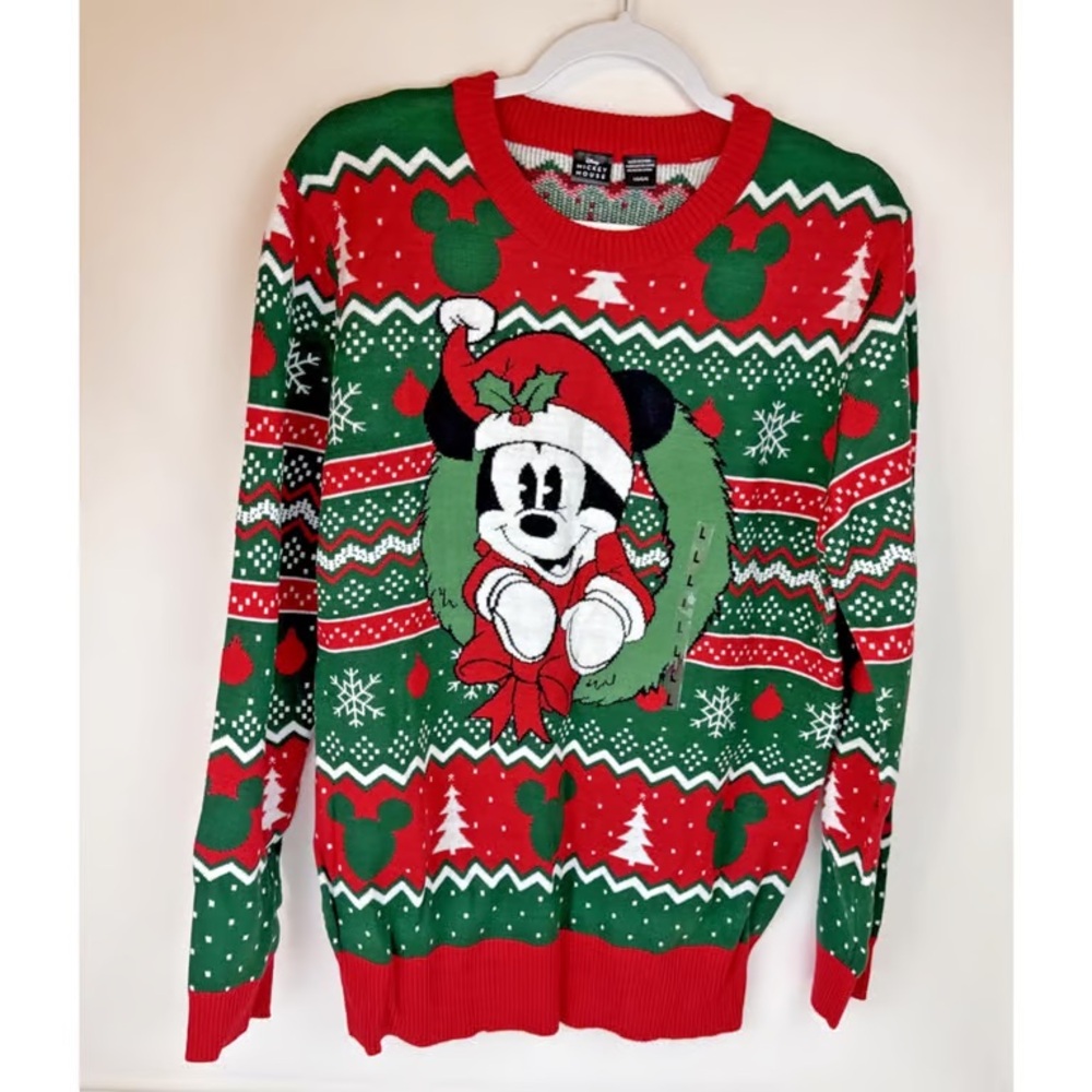 Disney Festive Mickey Mouse Sweater - Red and Green